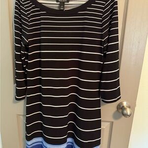 White House Black Market Monochrome Striped Top